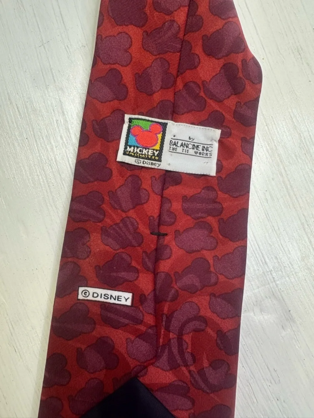 90s Disney Mickey Mouse Band Leader Tie Red USA Made Mickey Unlimited Novelty